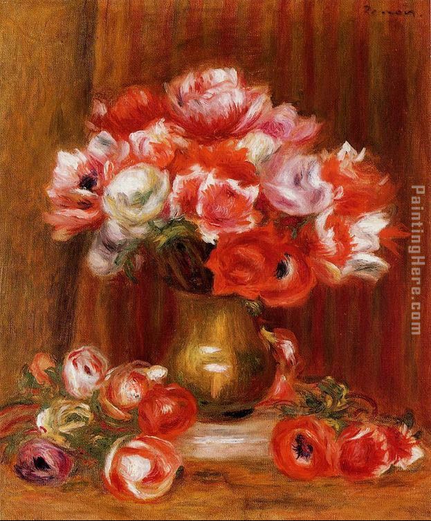 Anemones 3 painting - Pierre Auguste Renoir Anemones 3 art painting